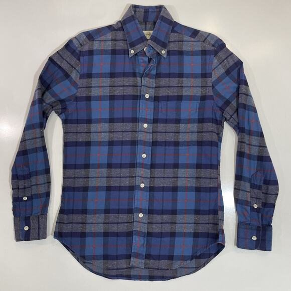Gitman Bros Shirt Men’s Small Blue Vintage Plaid Flannel Casual Preppy USA Made - Picture 1 of 7